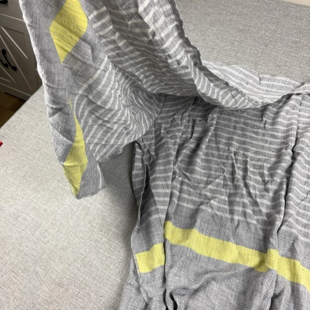 Mer-Sea & Co Womens Gray Striped Open Front Poncho Cardigan Shawl Wrap Coastal